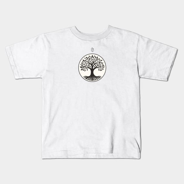 Deciduous Tree Silhouette in Black Kids T-Shirt by Greenbubble